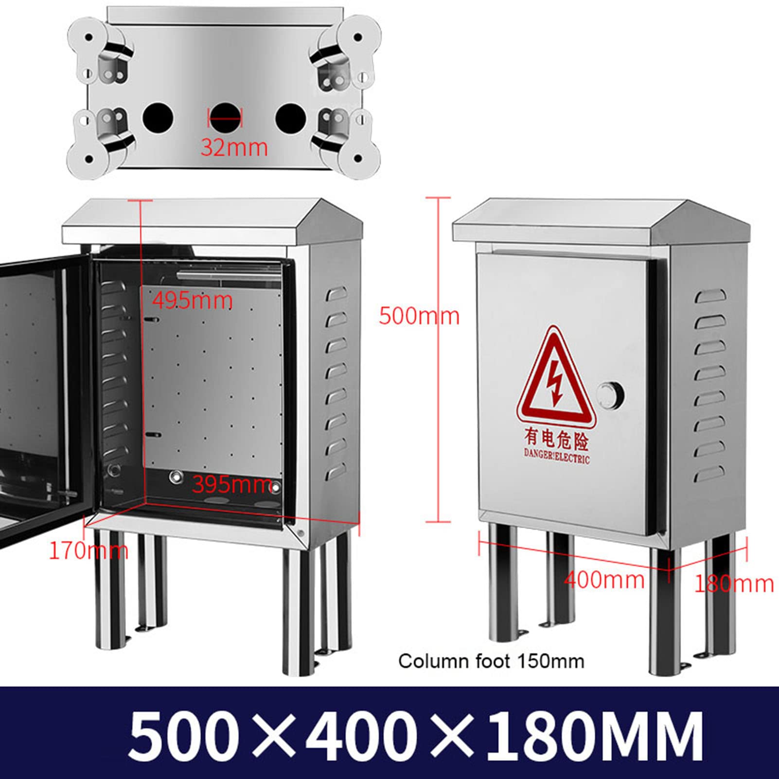 XBTGS Caja eléctrica de Acero Inoxidable Impermeable - Caja de Red Exterior, Caja de Conexiones metálica para proyectos y medidores eléctricos, gabinete de distribuci,Color-500 * 400 * 180mm