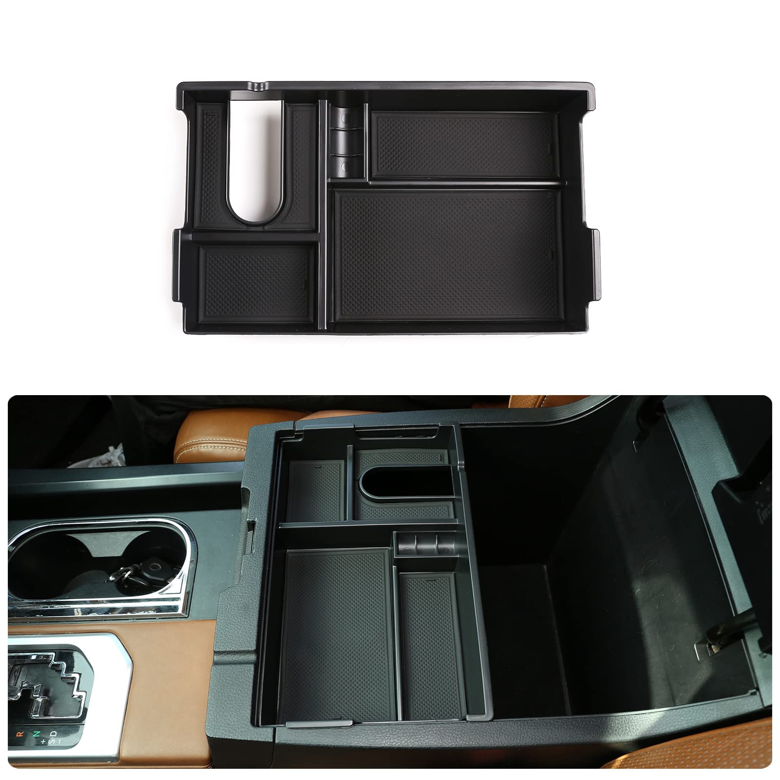 Boîte De Rangement Pour Accoudoir Central Toyota Tundra 2014-2021 - Organisateur à Deux Niveaux, ABS, Tapis Caoutchouc | Accessoire Console Camion