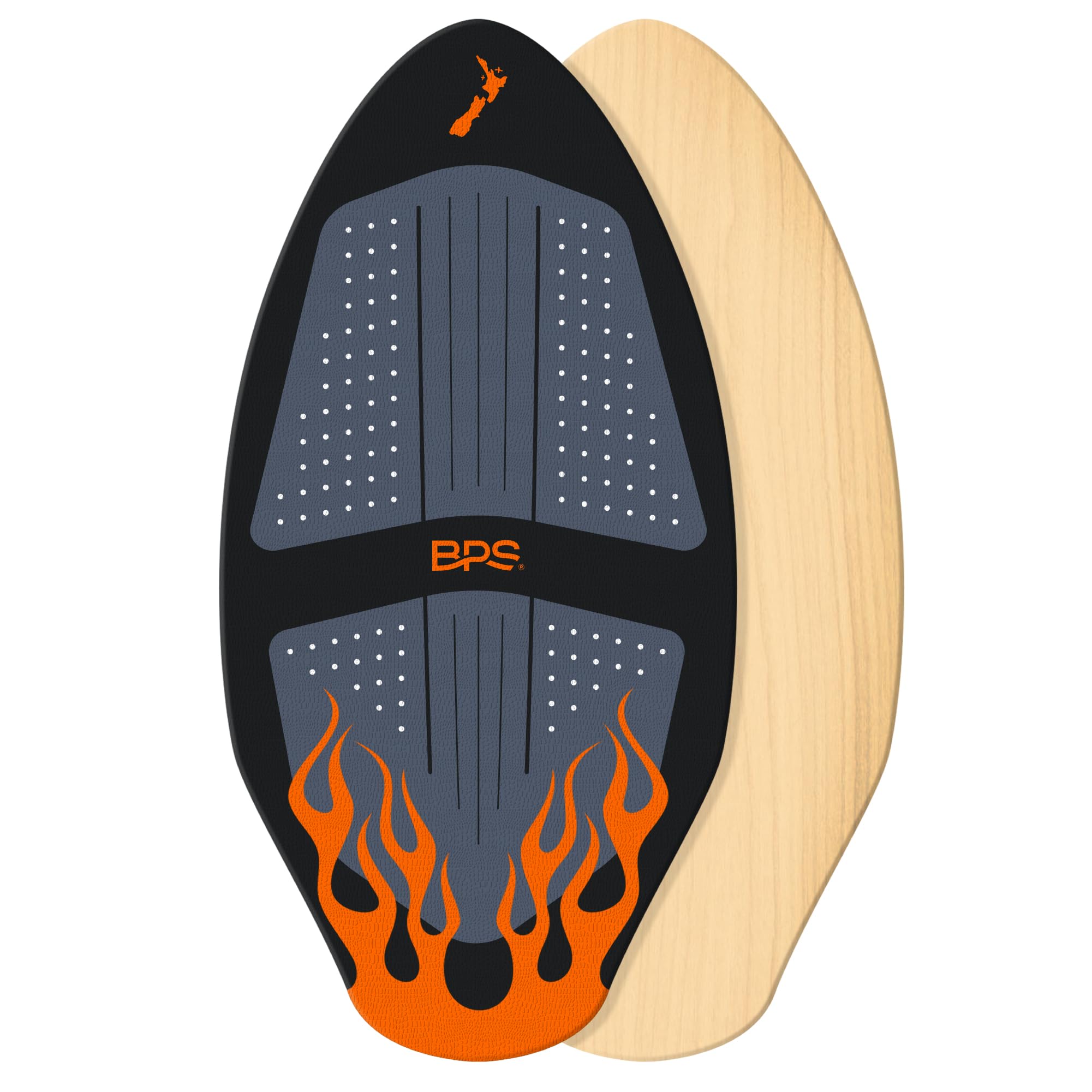 BPS New Zealand 'Flame' – Hochleistungs-Skimboard aus Holz mit maßgeschneiderten Traktionspads – mit optionaler gepolsterter Tragetasche aus recyceltem Kunststoff – für Kinder oder Erwachsene, wählen