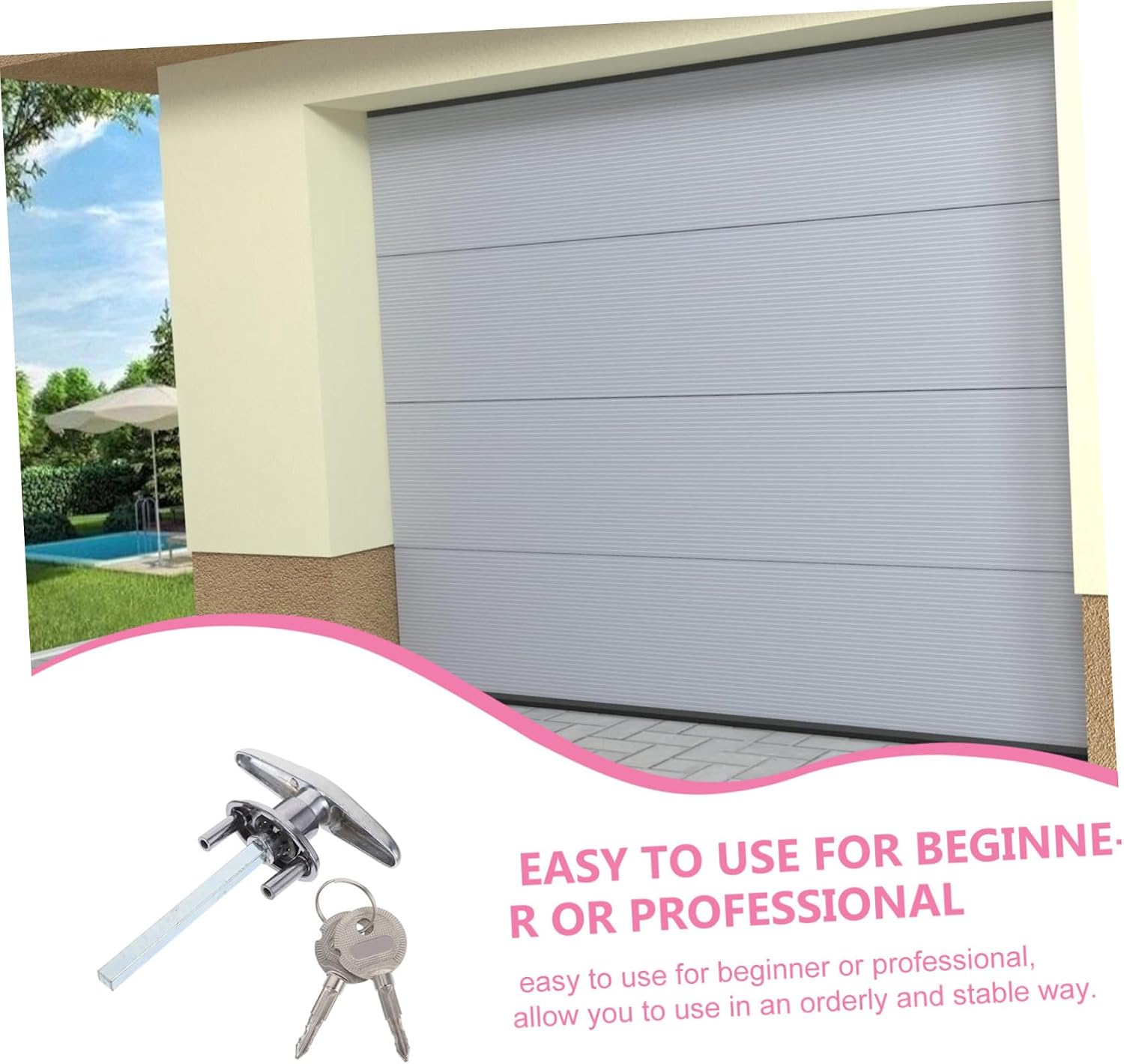 Garage Door Locking T-Handle Emergency Release Lock Kit Fit for Garage Door Openers Brushed Wire