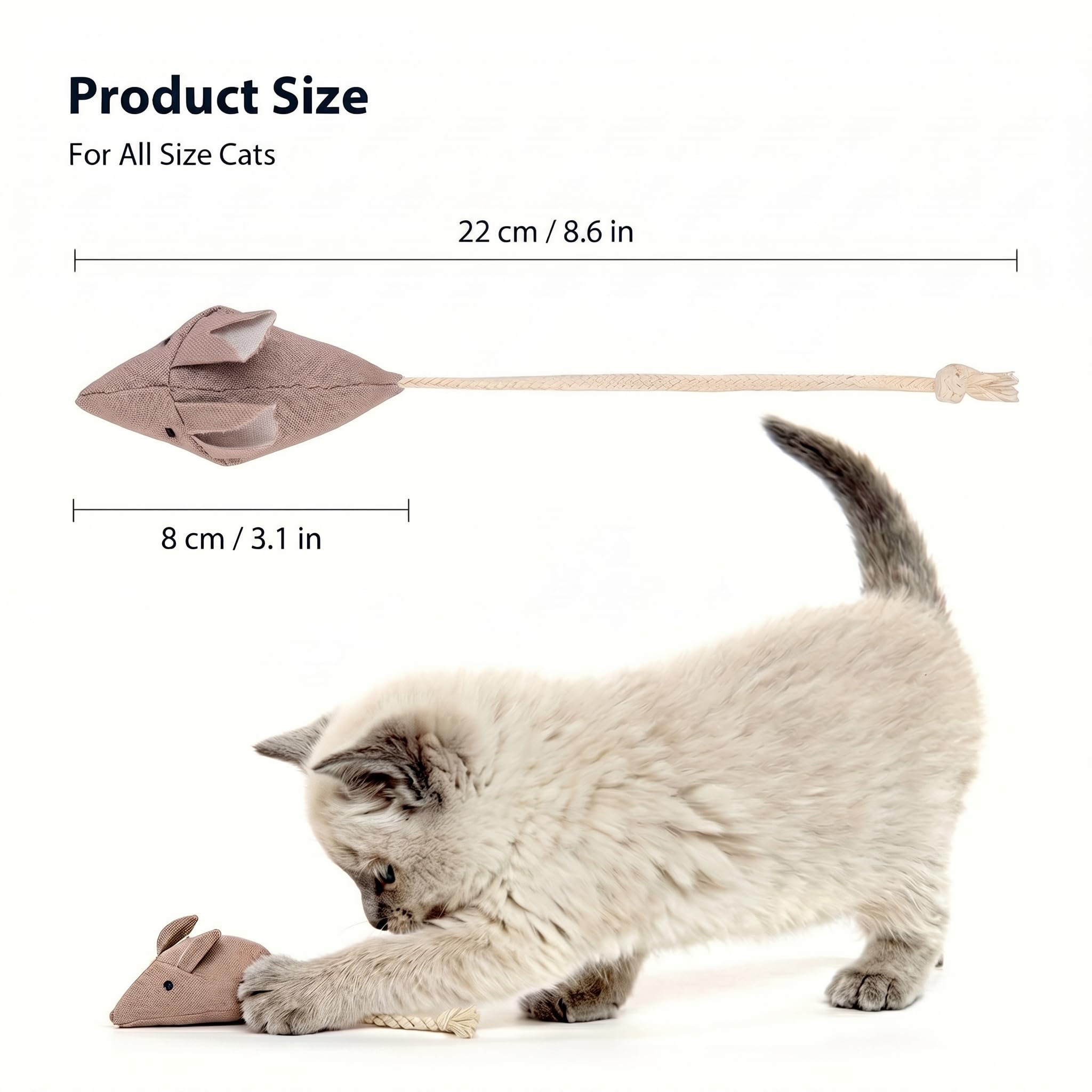 Juguetes de ratones con hierba gatera para gatos, 6 juguetes interactivos pequeños de tela para gatos adultos y gatitos de interior, fomenta la persecución, masticación, abrazos, patadas y