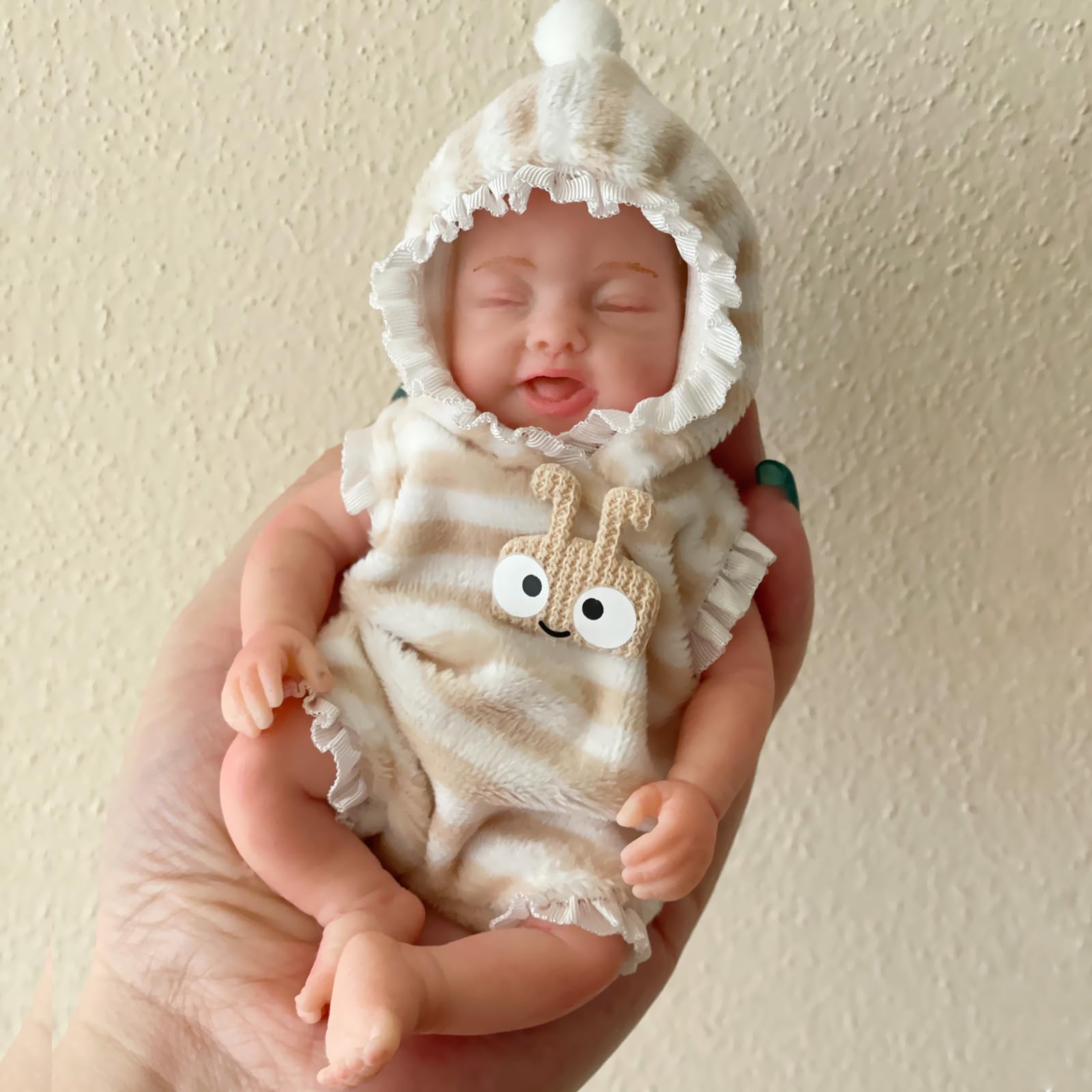 Aniiyy 6 Inch Silicone Full Body Baby Girl Doll,Mini Realistic Reborn Baby Dolls,Tiny Silicone Sleeping Baby Dolls