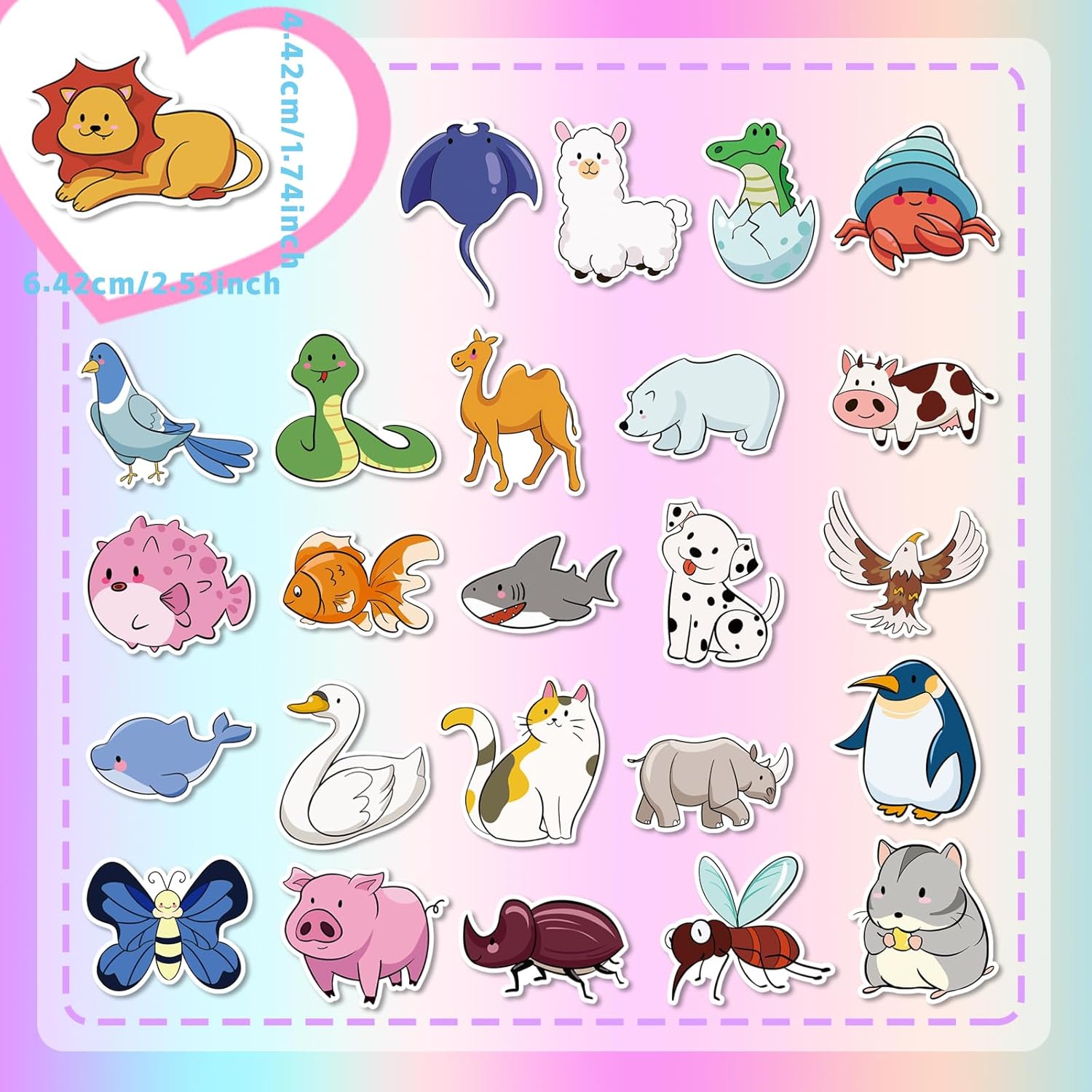 200PCS Waterproof Animal Stickers for Kids - Cute Vinyl Decals Water Bottles,Laptop,Phone,Scrapbook - Classroom Reward Supplies Teachers Students - Image 5