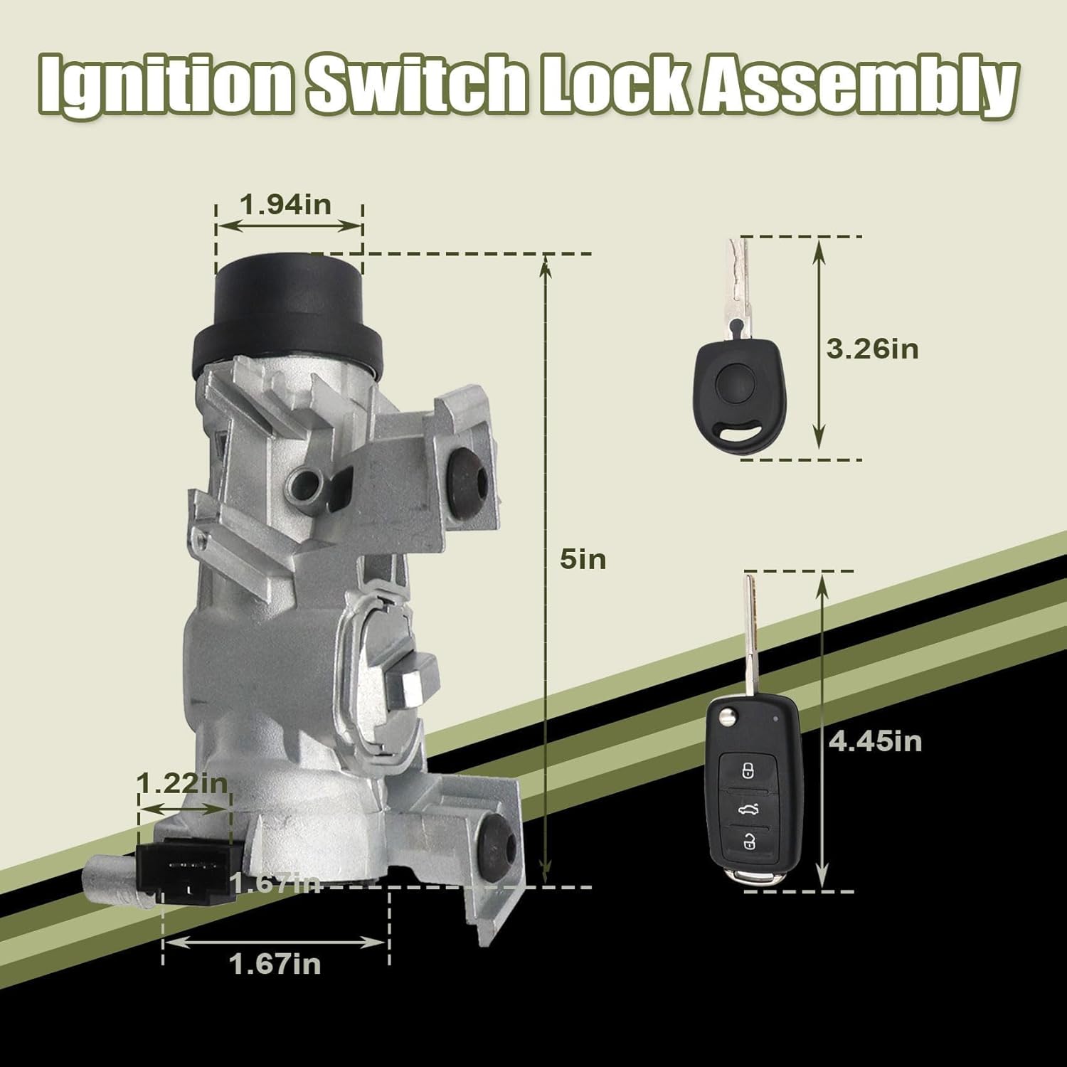 Priprilod Ignition Switch Lock Assembly with Remote Key Case Fit For Volkswagen Jetta 2006-2018/EOS 2007-2011/GOLF 2004-2011/RABBIT 2006-2009/TIGUAN 2008-2011#1K0905851B ILA920 1131nc12919
