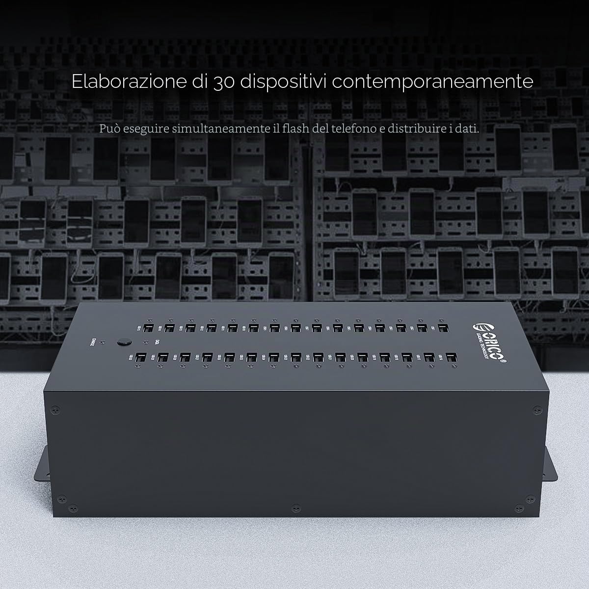 ORICO Industrial USB Hub 2.0, Hub USB a 30 Porte con Potenza di 300 W, Guscio in Metallo, Trasmissione Dati ad Alta Velocità