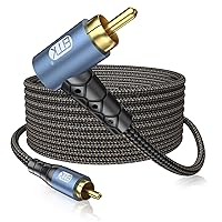 Vista 11 de EMK Cable de subwoofer RCA de 90 grados, cable de audio RCA a RCA, de nailon chapado en oro de 24 quilates, trenzado de doble blindaje, analógico