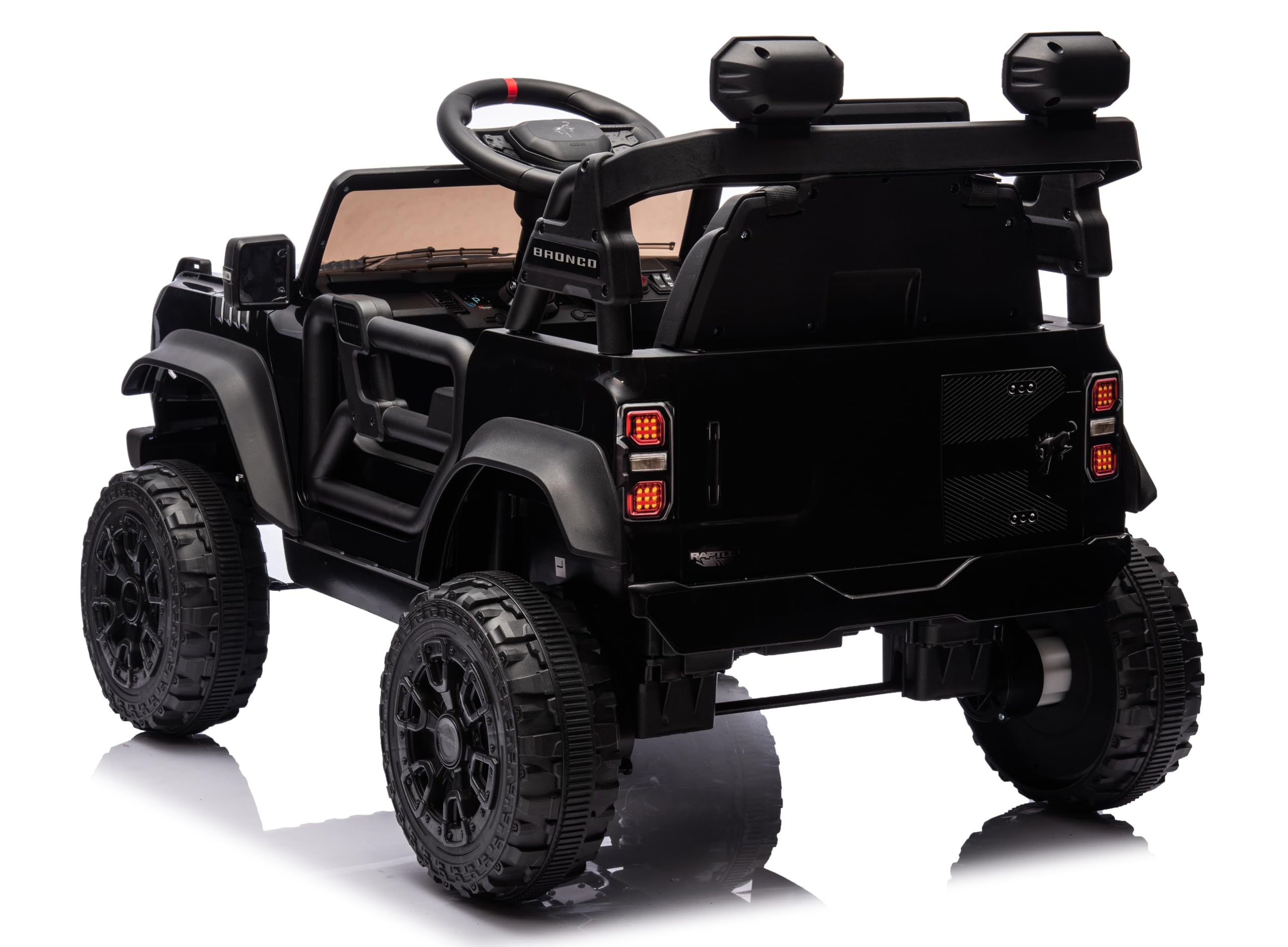 Ford Bronco Raptor 12V Fuoristrada Auto Macchina Elettrica per Bambini Telecomando Luci a Led Bluetooth Cintura di Sicurezza Ammortizzatori Carico Massimo 30 Kg - Nero
