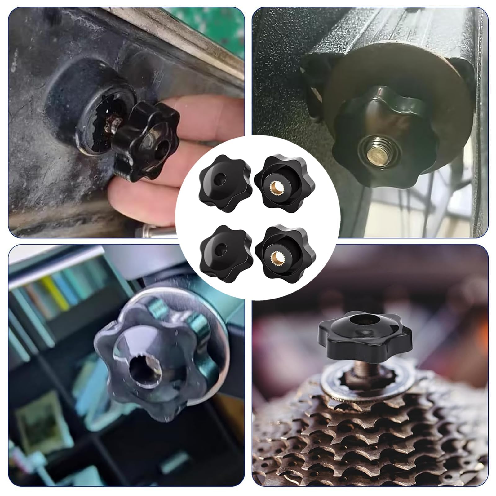 Dado ad ala M8, 4 pezzi, dado a stella M8, dado ad aletta, dadi neri per mobili industriali e strumenti elettronici