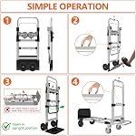 3 in 1 Heavy Duty Folding Hand Truck, Convertible Portable Steel Dolly with Telescopic Handle, Foldable Utility Cart with Rubber Wheels, 500 LBS