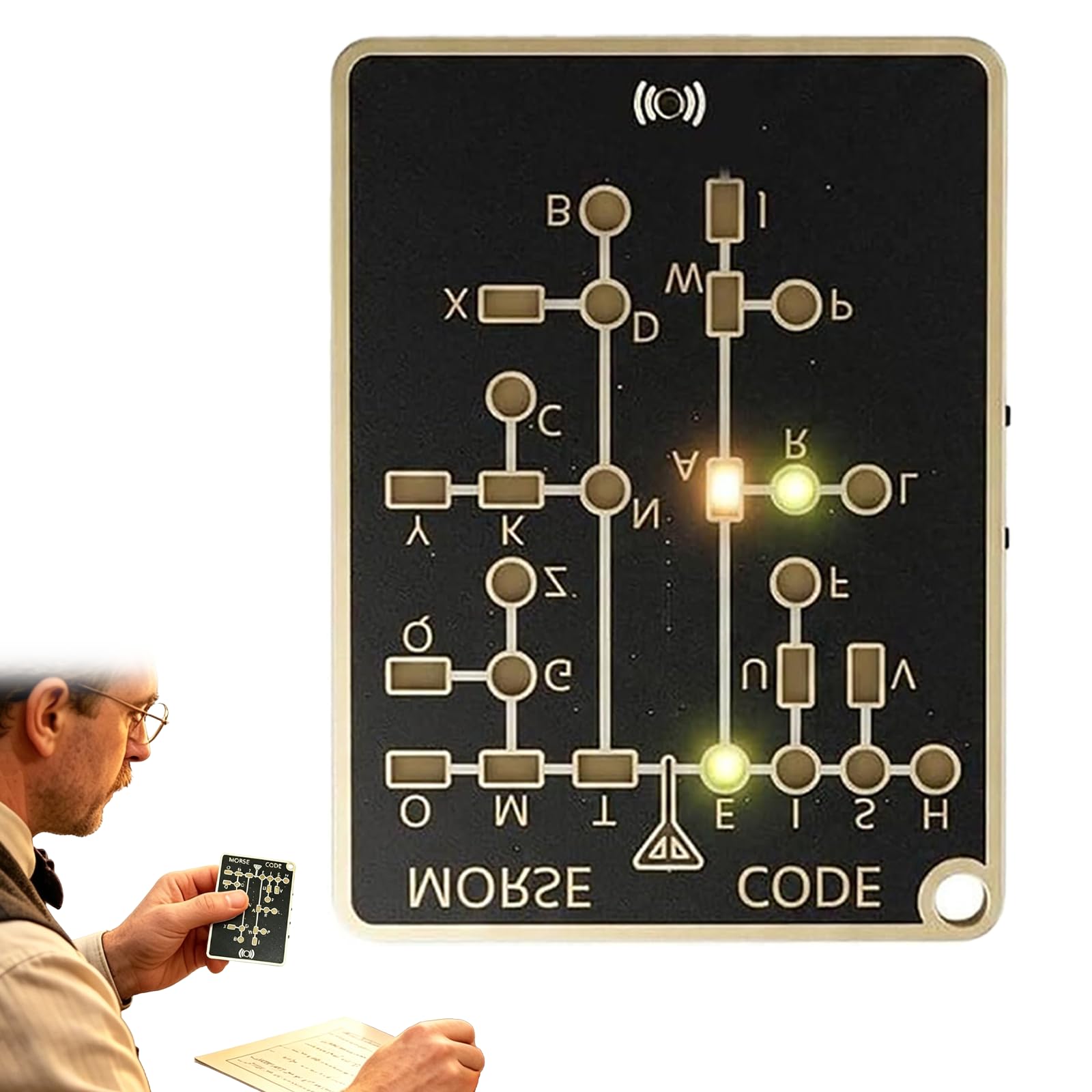 Morse Code Trainer Card Pro (LED Edition), Audio Telegraph Practice Tool with Real-Time Feedback, Record & Playback, Portable Pocket-Sized PCB for Adult Learning (1PCS)