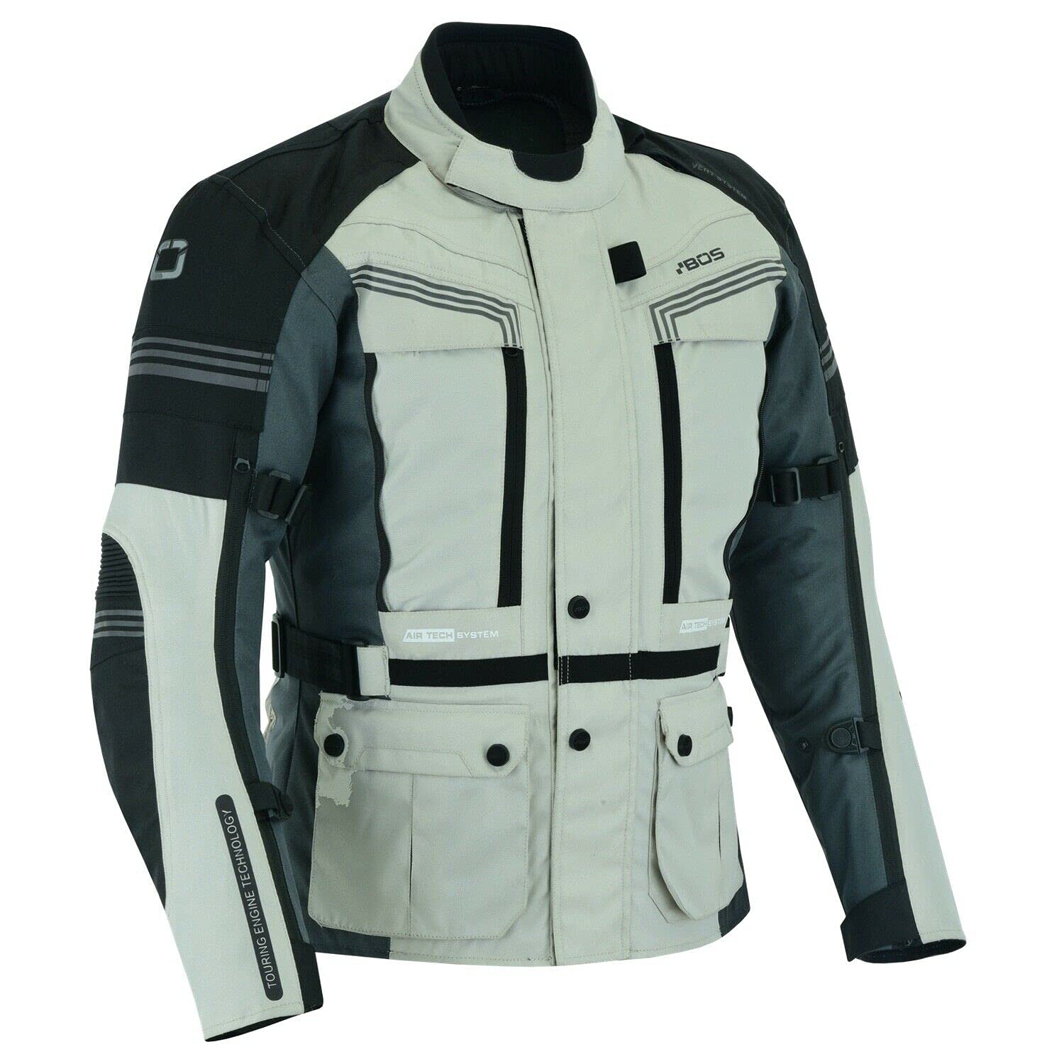 BOSmotoMen's Moto Motorcycle Jacket Breathable Armour Protection High Gloss Reflection for Summer Spring Autumn, gray, S
