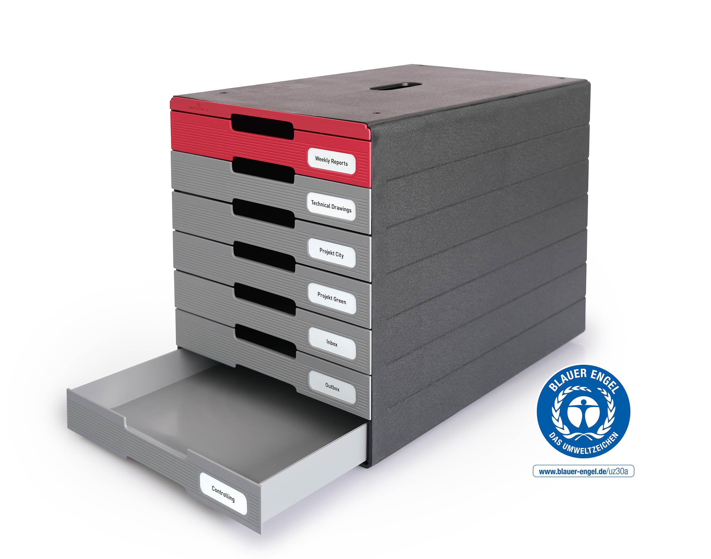 Durable pudełko z szufladami (Idealbox Pro) 7 przegródek, czerwone, 776303