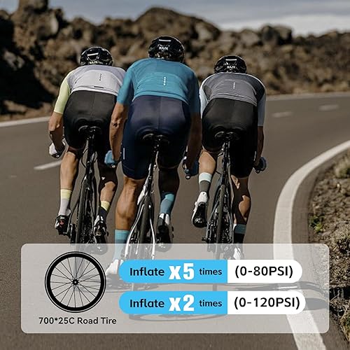 Miniatura 5 de Tiny Pump Mini bomba de neumáticos para bicicleta con manómetro, bomba de aire eléctrica portátil de 120 PSI, parada automática, batería recargable