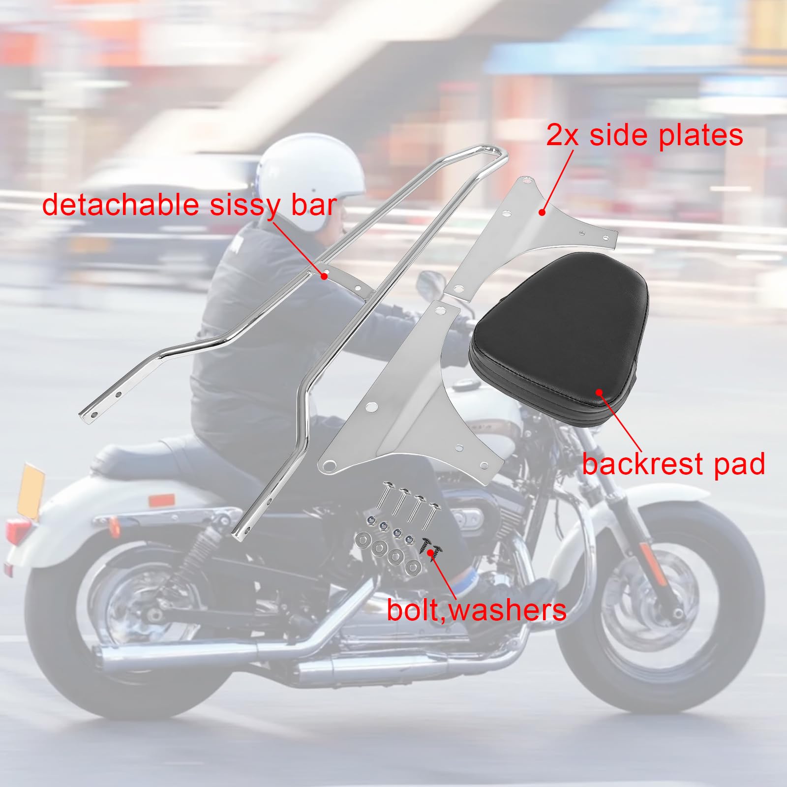 Dossier de moto Softail Fat Bob Sissy Bar compatible avec Harley Davidson Heritage Softail FXSTC FLSTC Springer FLSTS Fat Boy EFI FLSTF 76,2 cm de haut dossier arrière passager amovible