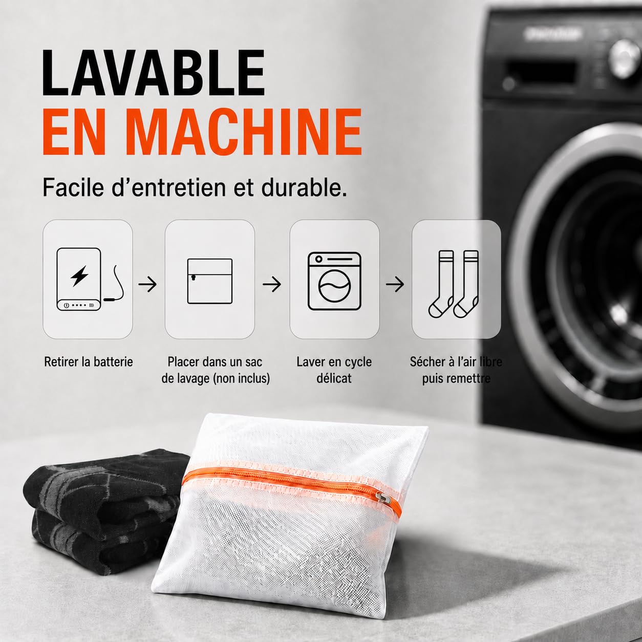 Chaussettes Chauffantes Rechargeables pour Homme Femme (Noir/Gris)