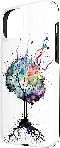 Vista 20 de iPhone 13 Pro Max Watercolor Brain Art, funda de neuronas