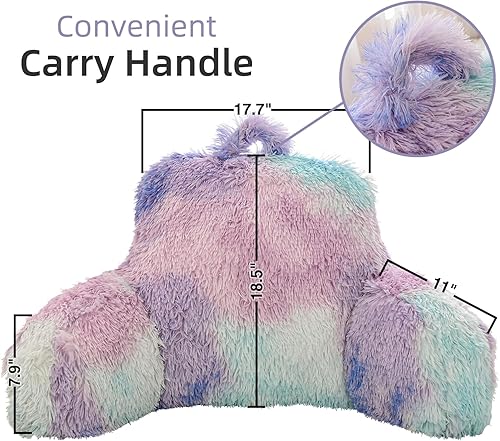 Miniatura 2 de A Nice Night Almohada de lectura de piel sintética con cuña grande para adultos y niños, respaldo con brazos para sentarse en la camasofá para