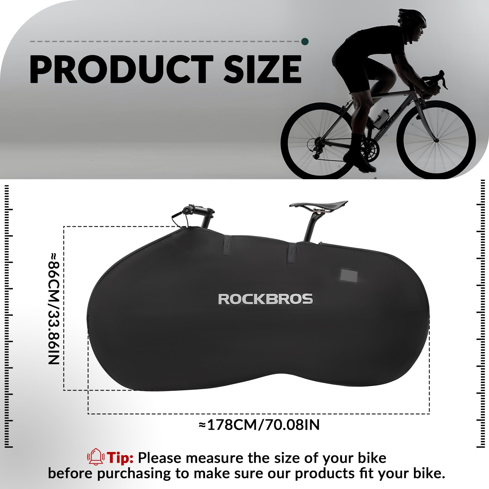 ROCKBROS Copertura prottetiva per Bici, Copri Bicicletta Impermeabile Oxford 178 * 86 cm per Bici da corsa e MTB da 26 pollici, Progettato per il Trasporto di Bici