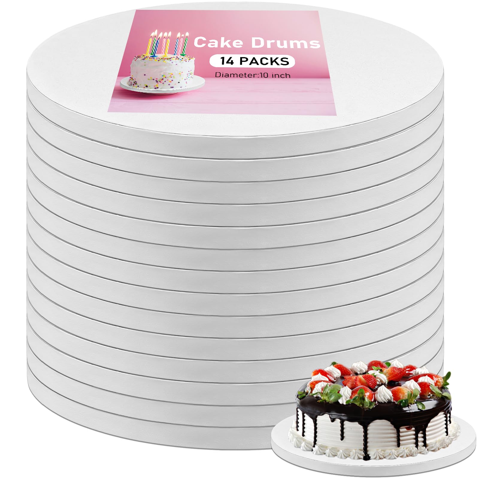12 Inch Cake Drum 15 Pack Round Cake Boards White 1/2