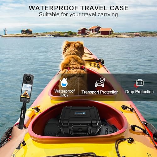 Miniatura 5 de Lekufee Funda de transporte impermeable para cámara Insta360 X5, Insta360 X4, Insta360 X3 y otros accesorios (solo funda), Negro -, Funda rígida