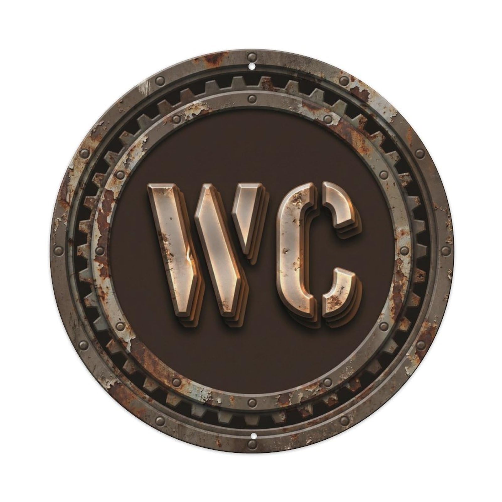 Toilet （WC） Smelter Plate Metal Tin Sign Plaque Wall Decor for Cafe, Club Bar, Office, Home Garden Round Metal Poster 8x8Inch