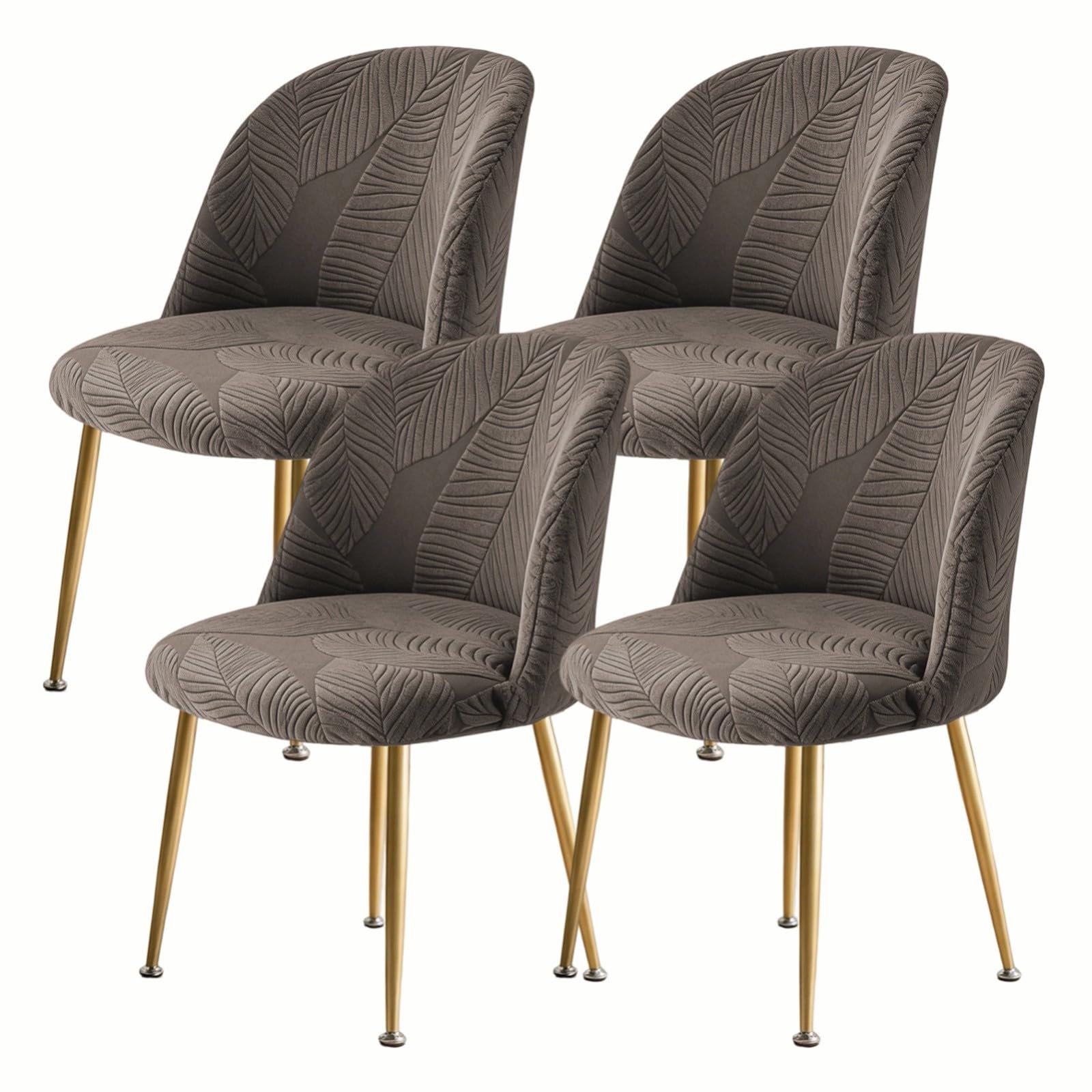 Esszimmer Stuhlhussen,Dehnbare Stuhlhussen mit Gebogener Rückenlehne | 1/2/4/6er-Set,Alle Jahreszeiten,für Esszimmer Küche Partys Bankette(Coffee,4Pcs)