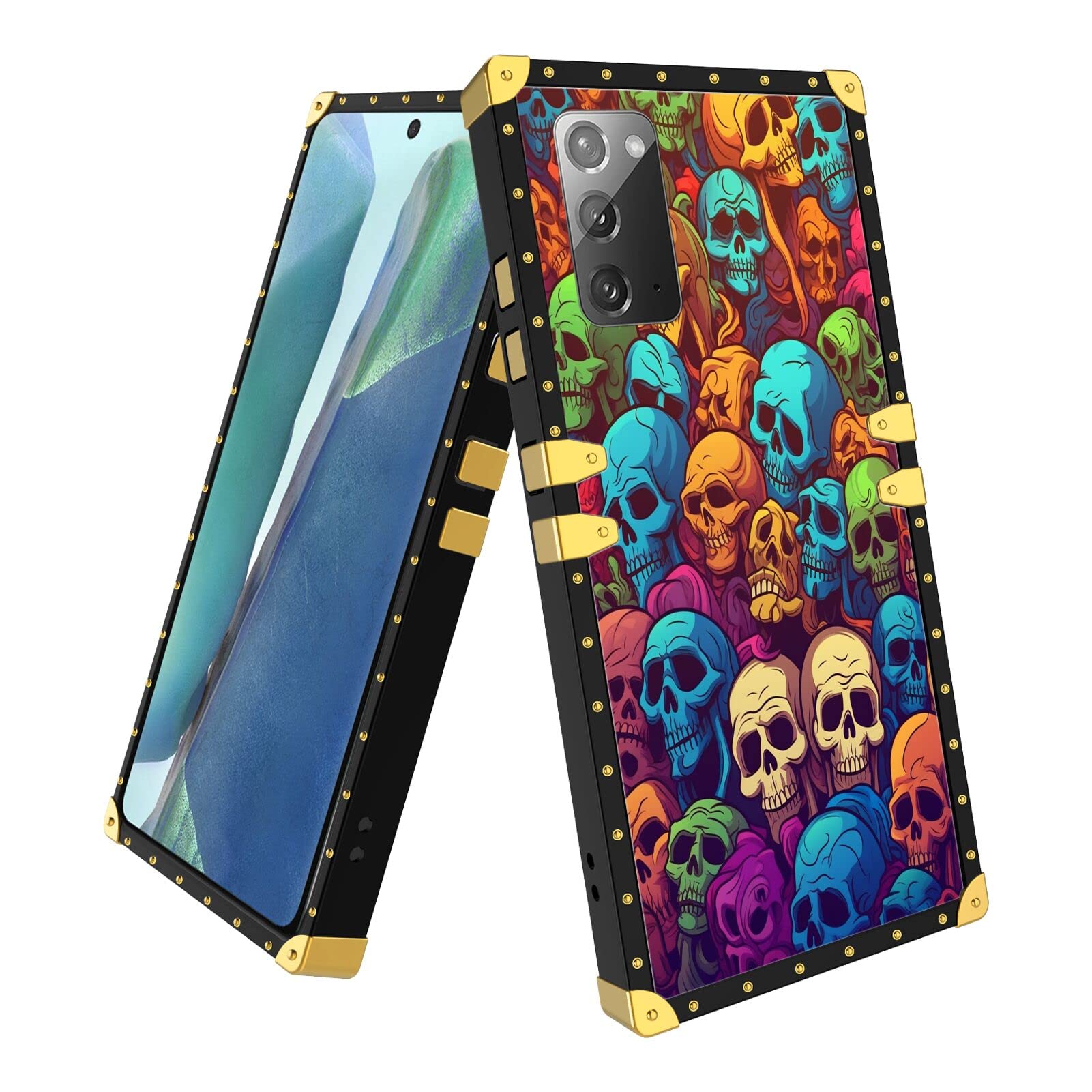 SHENCANG BLUE Designed Phone Case for Samsung Galaxy Note 20 5G Skulls Designer Art11 Design Black Frame Smartphone Cover Soft TPU Shockproof Mobile Phone Case