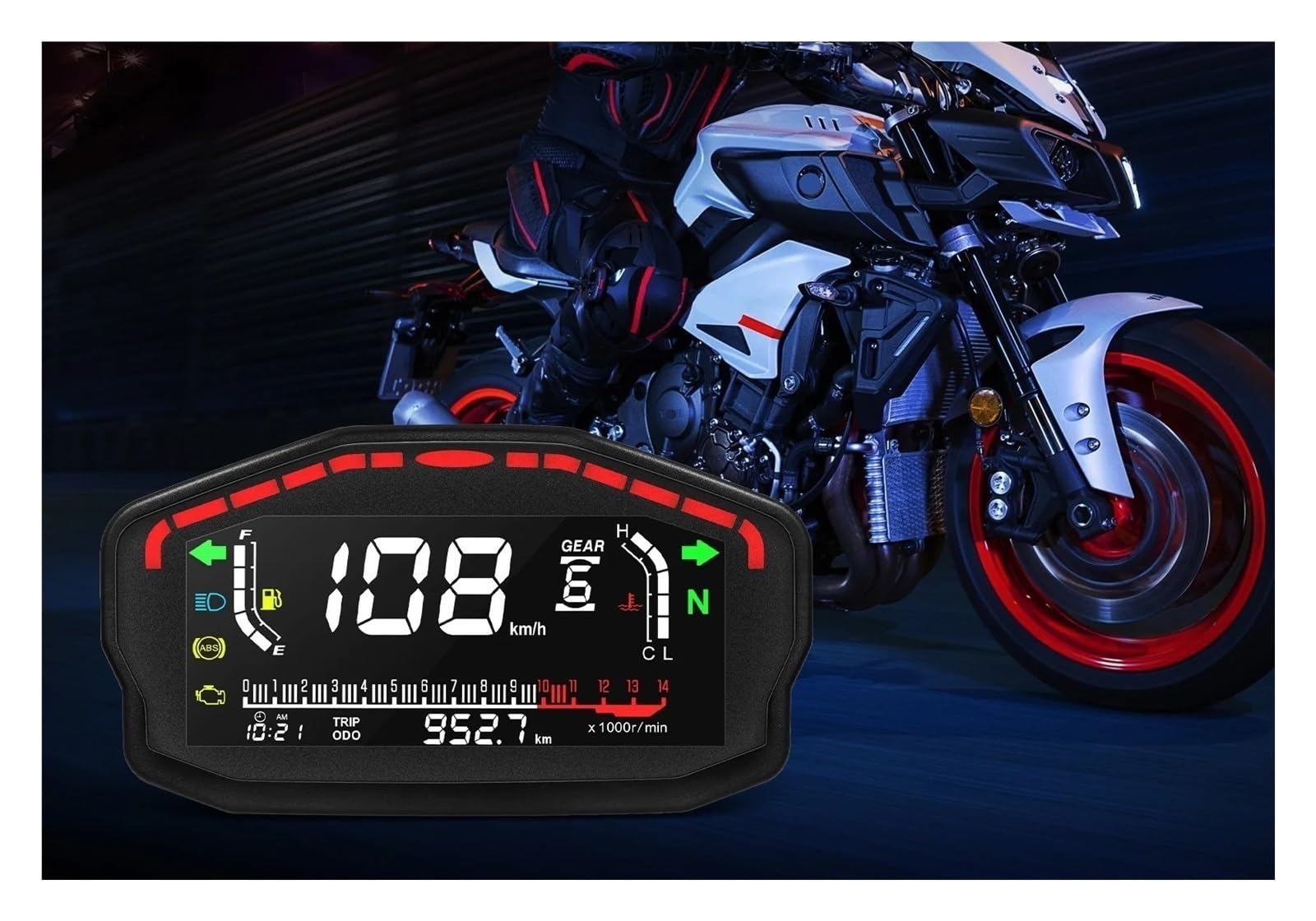 Contagiri contachilometri Pannello Cruscotto Digitale Per Motocicletta Icona Doflnition Strumento Universale LED Tachimetro Contagiri 1,2,4 Cilindro Motore Cruscotto