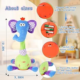 LUKETURE Dancing Talking Elephant Plush, Interactive Stuffed Animal Toy, Musical Plush with Record & Repeat, Sings 10 Songs, LED Lights