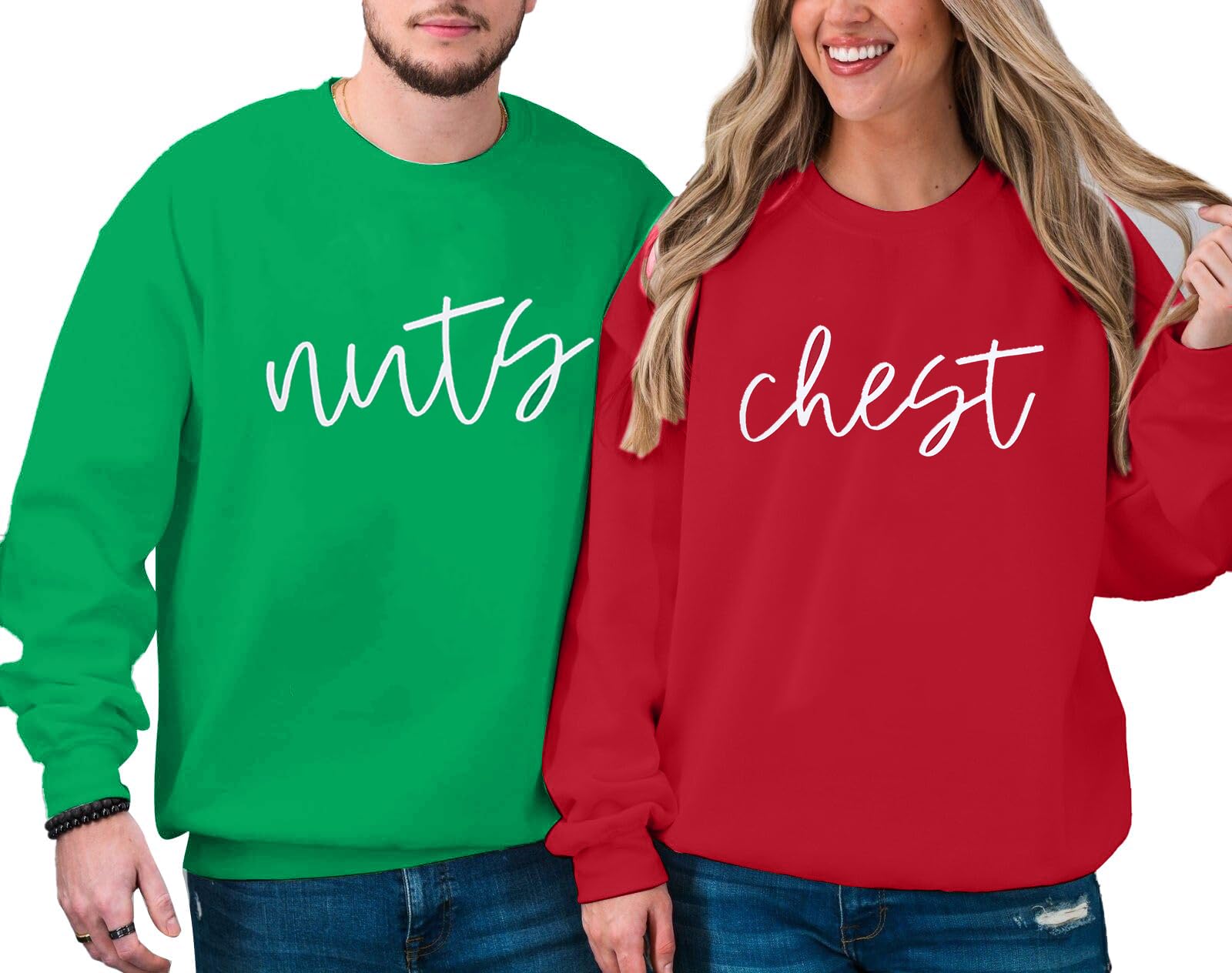 ASTANFYChest and Nuts Christmas Sweatshirt Xmas Couples Matching Outfits Merry Pullover Sweater Holiday Long Sleeve Shirts