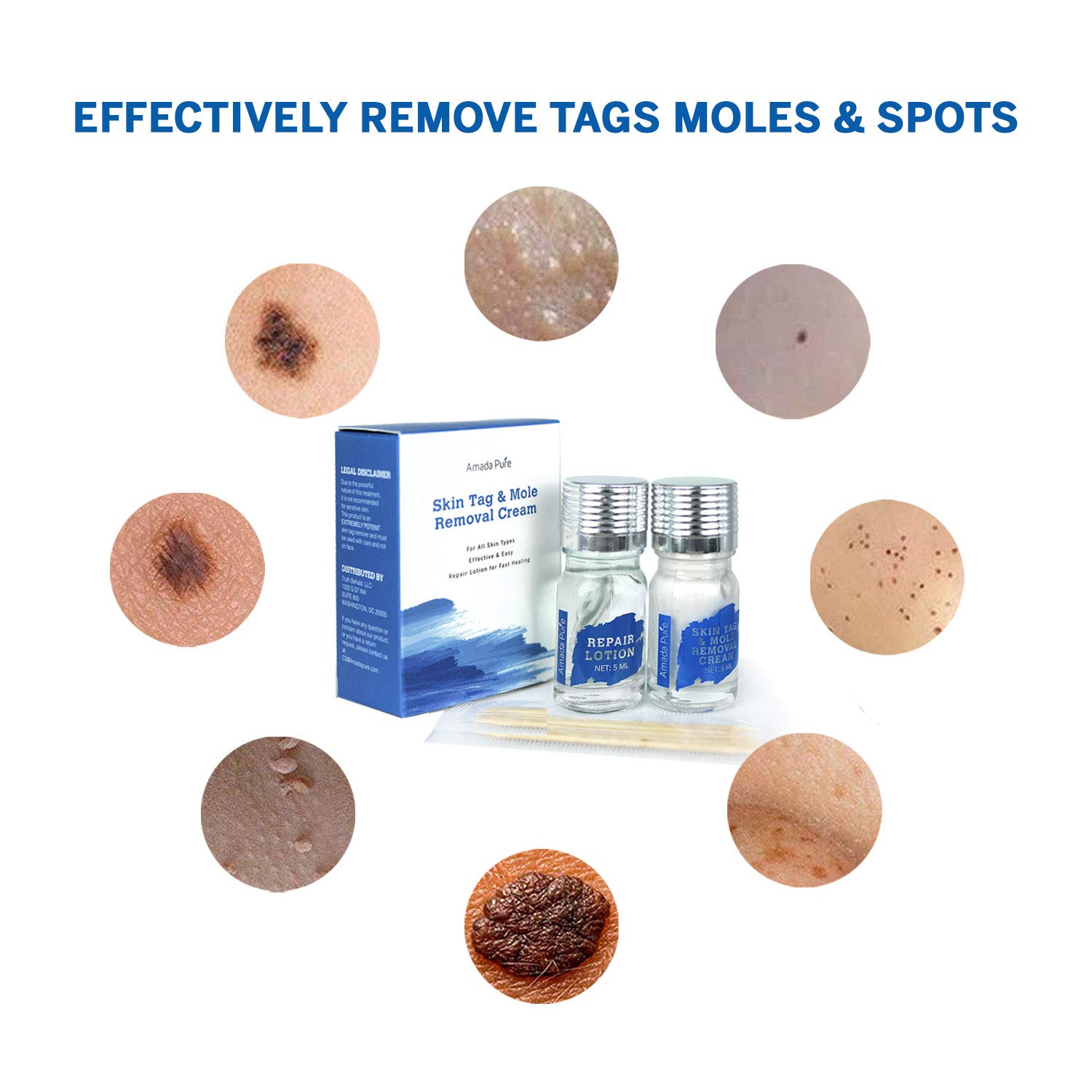 Amada Pure Mole Corrector & Skin Tag Remover and Repair Lotion Set, Remove Moles and Skin Tags Easy : Beauty & Personal Care