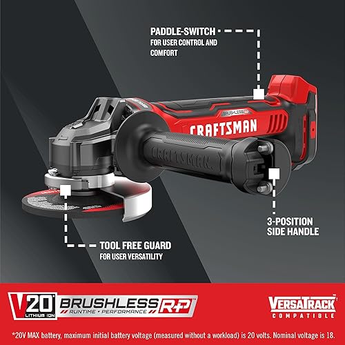 Miniatura 2 de CRAFTSMAN V20 Cordless Angle Grinder, 4-1/2 inch, Bare Tool Only (CMCG451B)