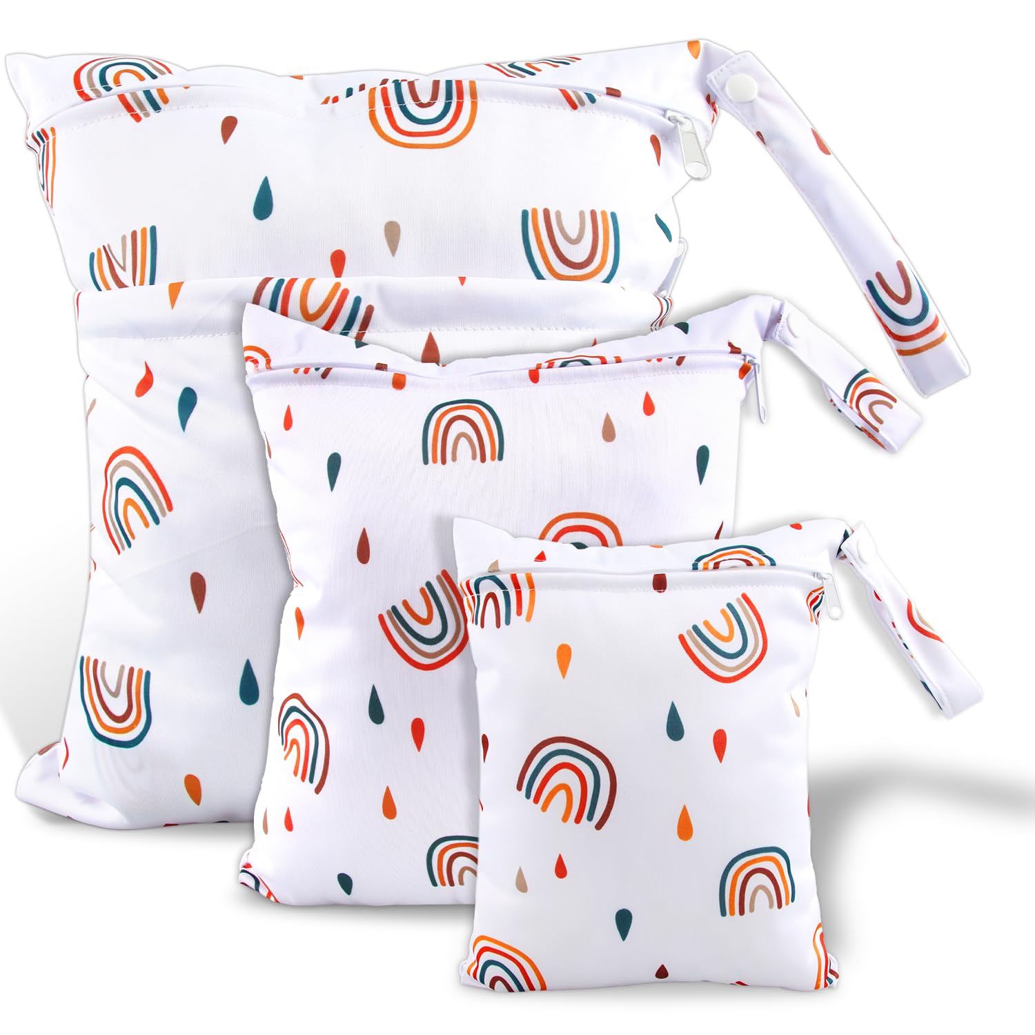 EKKONG Wetbag, 3 pezzi Borsa Pannolini Riutilizzabile, Sacchetto delPannolino Lavabile con Zip Impermeabile Organizzatore (unicorno)