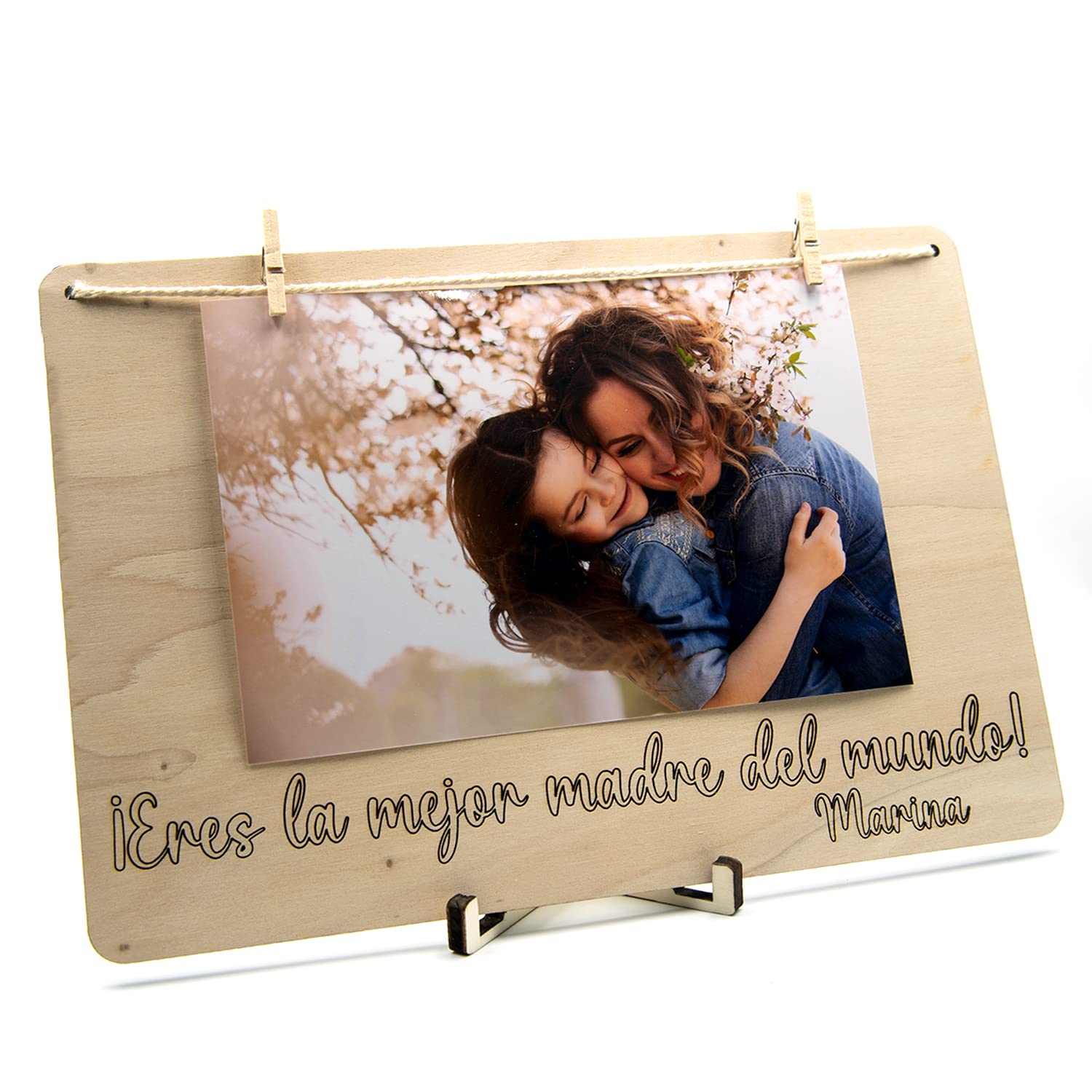 Arluma - Marco de Fotos con Frase Personalizada - Portafotos de Madera Personalizado - Regalo Original Día de la Madre Día del Padre San Valentín Boda Comunión Enamorados Amigos Día de los Abuelos