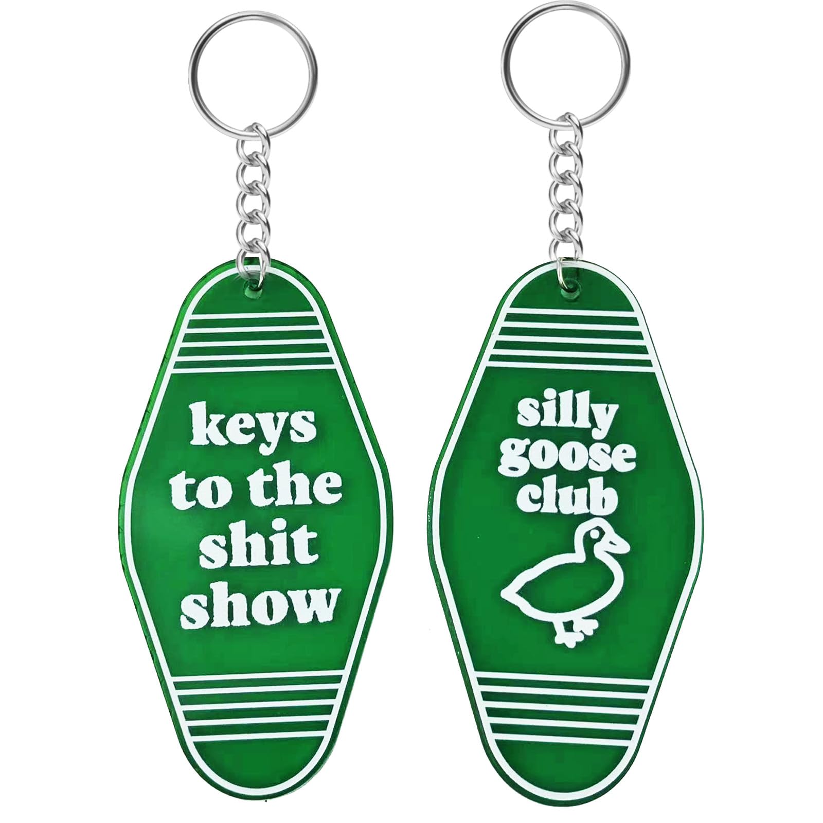 EthlomoerKeys to The Show Vintage Motel Keychain，Silly Goose Club Funny Keychain with Hotel & Retro Vibes，Unique Bulk Keychains for Adults & Funny Gag Gifts for Men