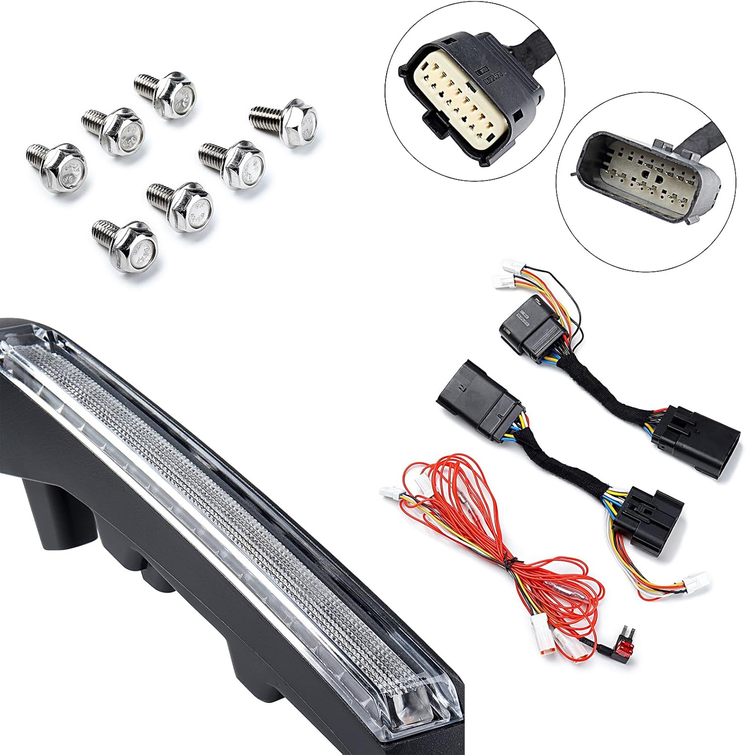 2X LED Hood Handle Daytime Running Lights Compatible with 2021–2025 Ford Bronco Sequential Amber Turn Signal Fog Light Combo White DRL Aluminum Housing