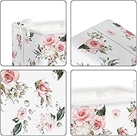Vista 5 de Clastyle Cesta de regalo de niña floral rosa rectangular vacía con rosas y flores, cesta de almacenamiento para ropa de bebé, juguetes para libros