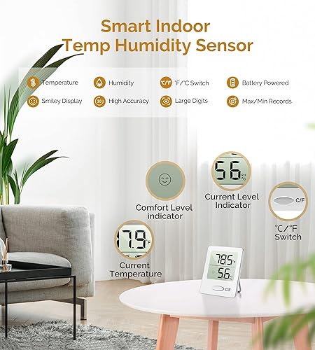 Miniatura 2 de Termómetro higrómetro para interiores sensor de temperatura y humedad con indicador de comodidad termómetro de habitación con actualización rápida