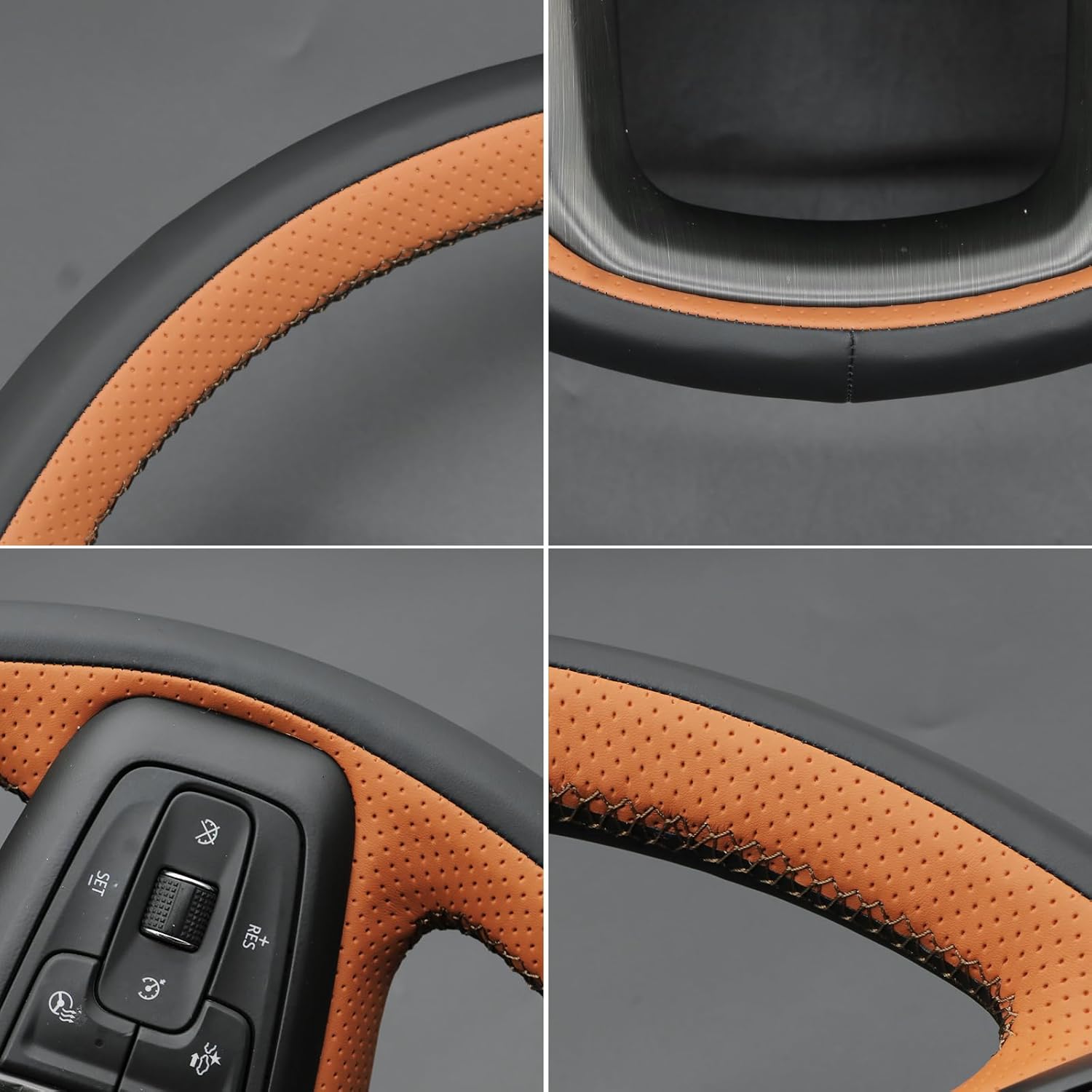 MEWANT DIY Stitching Car Steering Wheel Wrap Cover for GMC Sierra 1500 2019-2023 / Sierra 1500 Limited 2022 / Sierra 2500 2020-2024 / Sierra 3500 2020-2024 / Yukon (XL) 2021-2023 Accessories(3D Style)