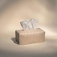 Vista 2 de OLETHA Cubierta Estética de Caja de Paños Rectangular, Titular de Paños Planos Medianos Rectangular, Textura Tejida, Taupe Claro