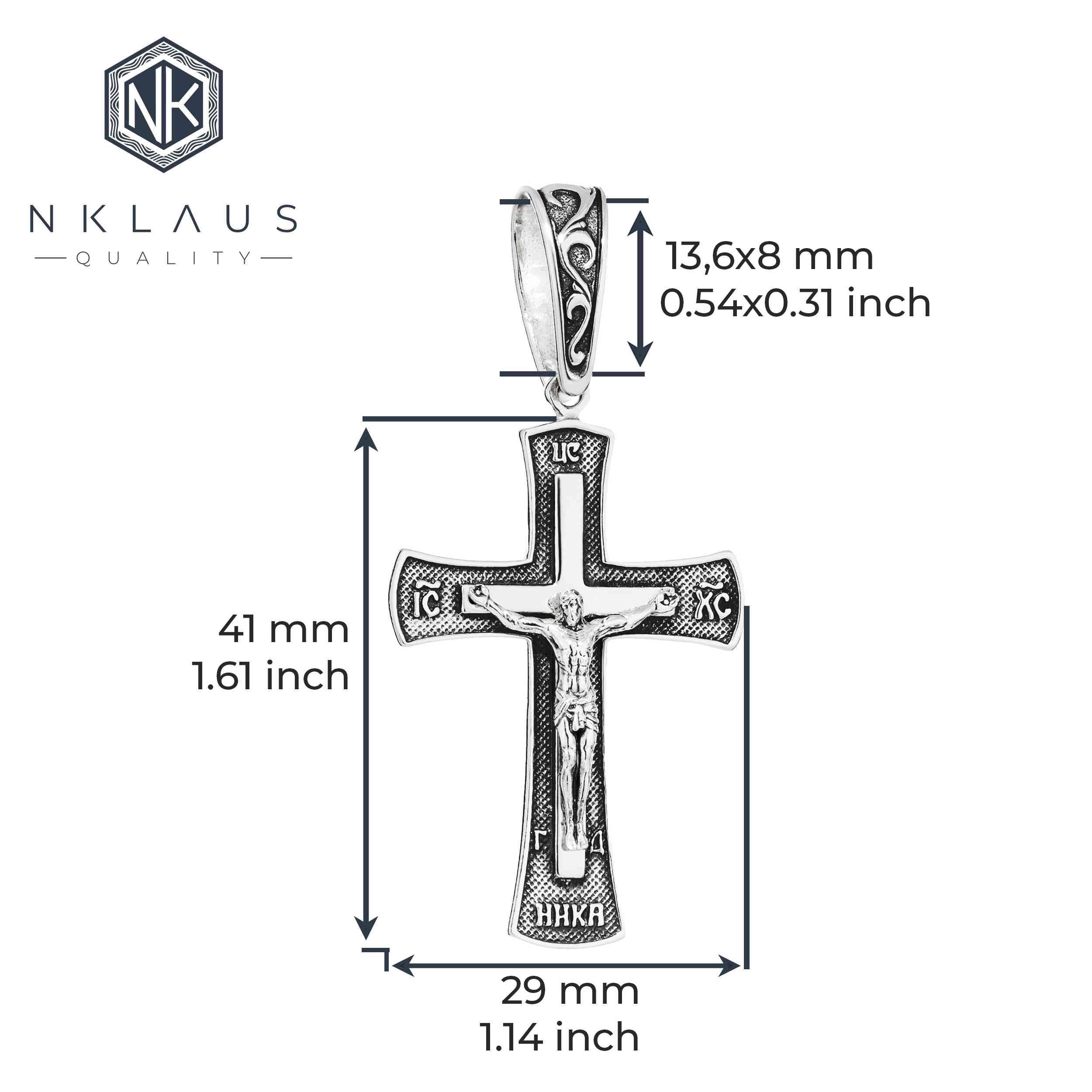 NKlaus Exquisiter zawieszka do łańcuszka ze srebra próby 925 krucyfiks 45 x 32 mm elegancja w szczegółach 15310, Srebro