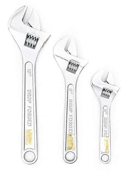 GLOBUS 1432 Forged Adjustable Steel Wrench 150 mm, 200 mm and 250 mm chrome finish.