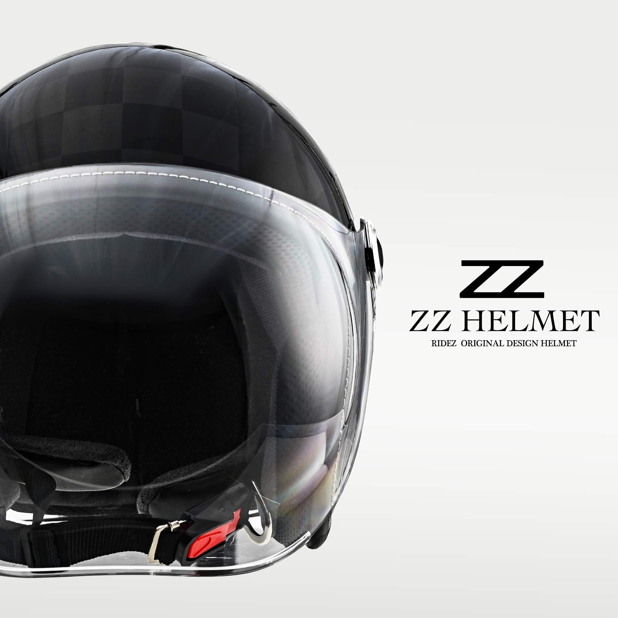 Amazon | RIDEZ ZZ バイク ジェットヘルメット UVシールド バックル式