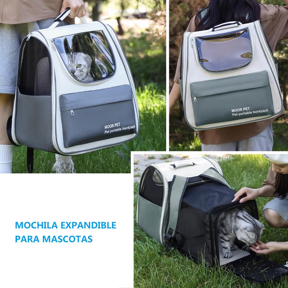 SMELL & SMILE Transportadora Gatos Portátil y Transpirable Bolsa para Mascotas Perros Gatos Animales Color Gris
