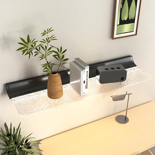 SLVUAFRN Floating Display Shelf, Metal Wall Mounted Light-Emitting Shelves