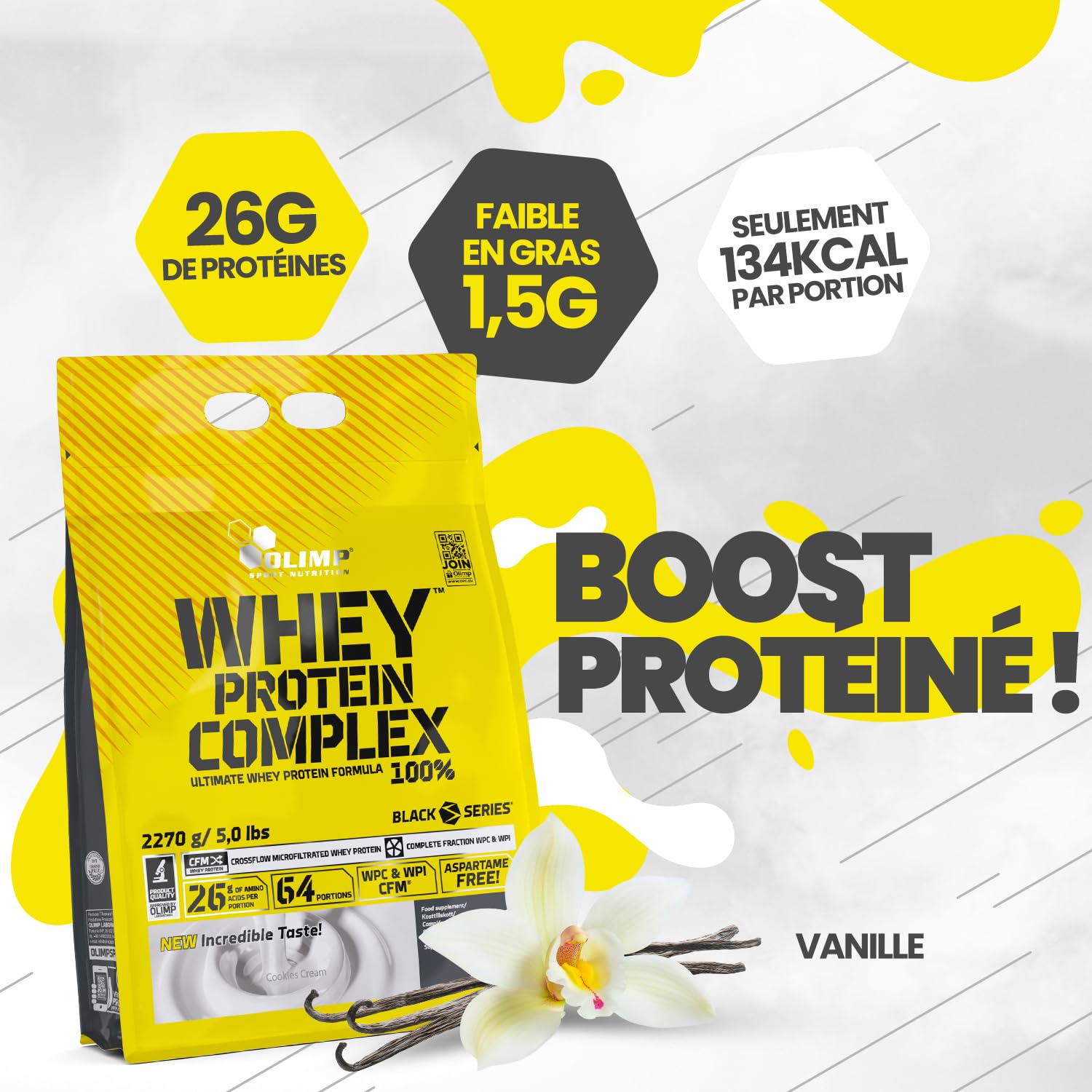 Olimp Whey Protein Complex 100% - Vanille (2,27 kg)