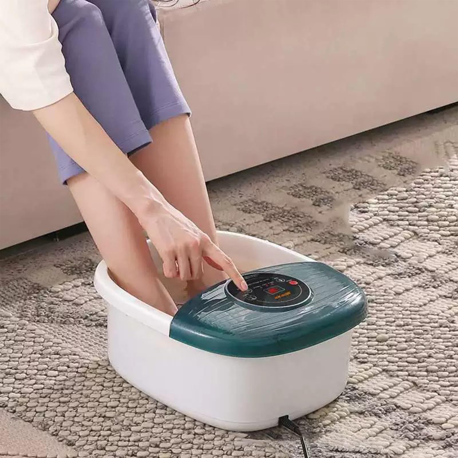 Pediluvio Termale, Controllo Intelligente della Temperatura | Funzione Terapia Luce Rossa, Funzione Massaggio Bolle, Controllo Della Temperatura Regolabile