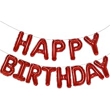 Red Happy Birthday Balloon Banner Sign 16 Inch Foil Mylar Letters