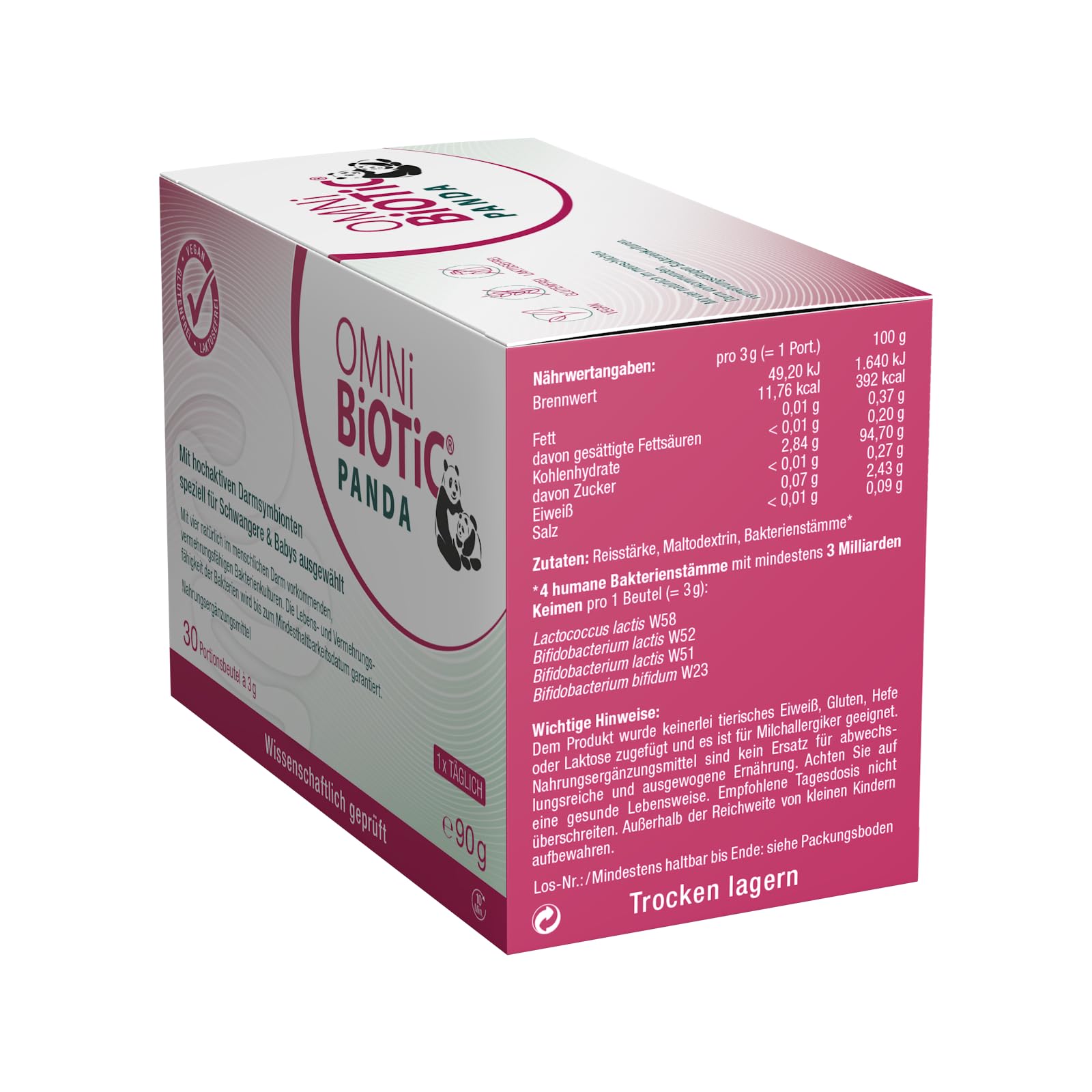 OMNi BiOTiC PANDA | Speziell für Schwangere & Babys entwickelt | Einfache Anwendung | Wissenschaftlich fundiert, in Studien geprüft | Vegan | 30 Portionen