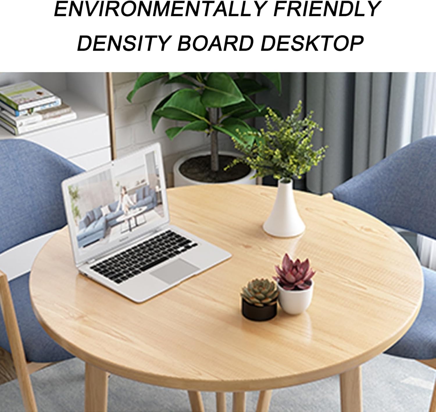 Front Desk Reception Counter, Negotiation Table, Table and Chairs Set for 4, Office Table Round Furniture Table Marble Round Table 1 Table 4 Chairs, 80cm(Light Blue)